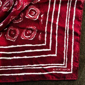 Albert Nipon‎ geometric red & white  Silk Scarf - large Square 34"x34"